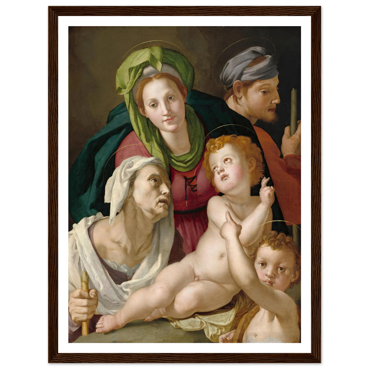 The Holy Family (c. 1527-1528) Art Print | Agnolo Bronzino - Framed Poster - 30x40 cm / 12x16″ - Black frame