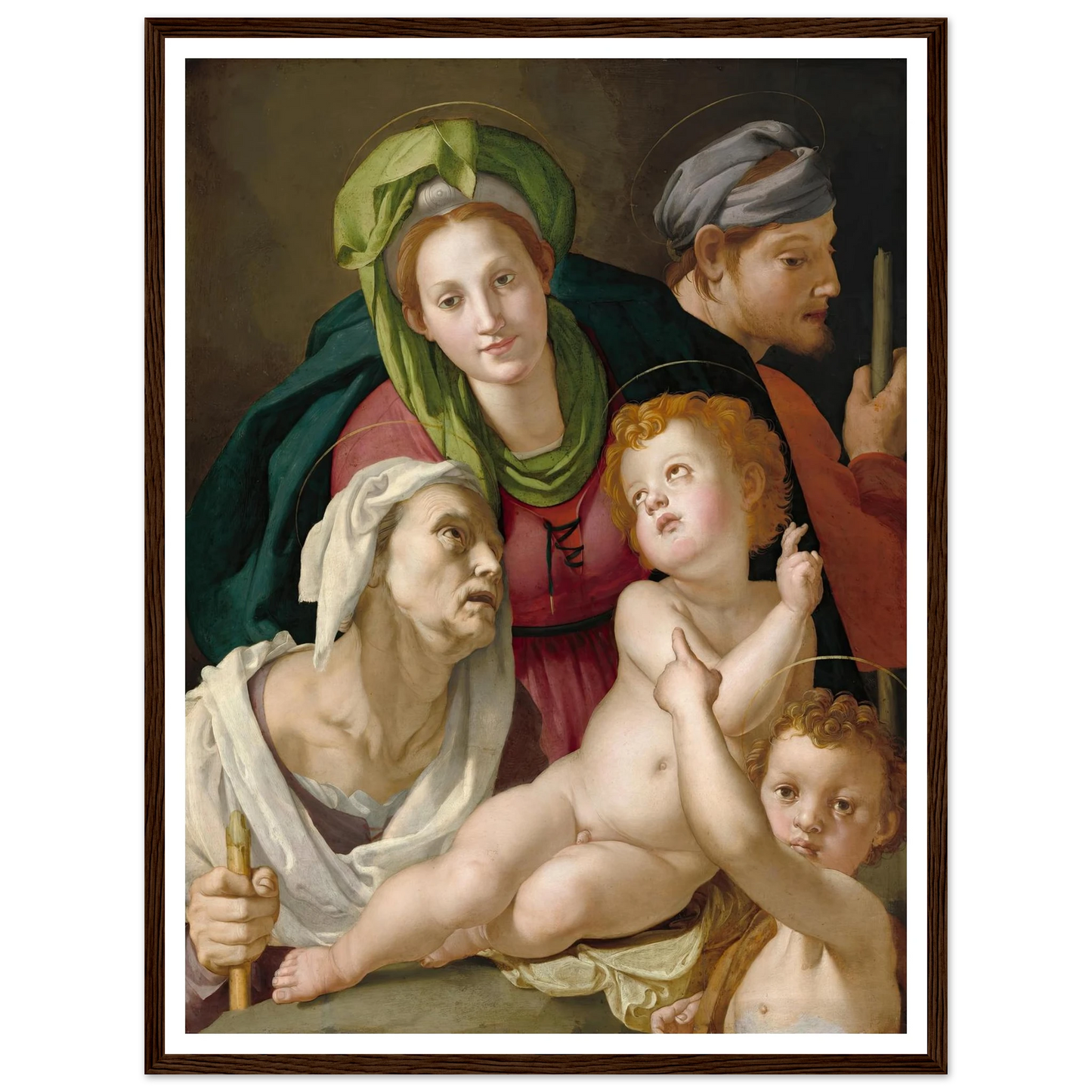 The Holy Family (c. 1527-1528) Art Print | Agnolo Bronzino - Framed Poster - 30x40 cm / 12x16″ - Black frame