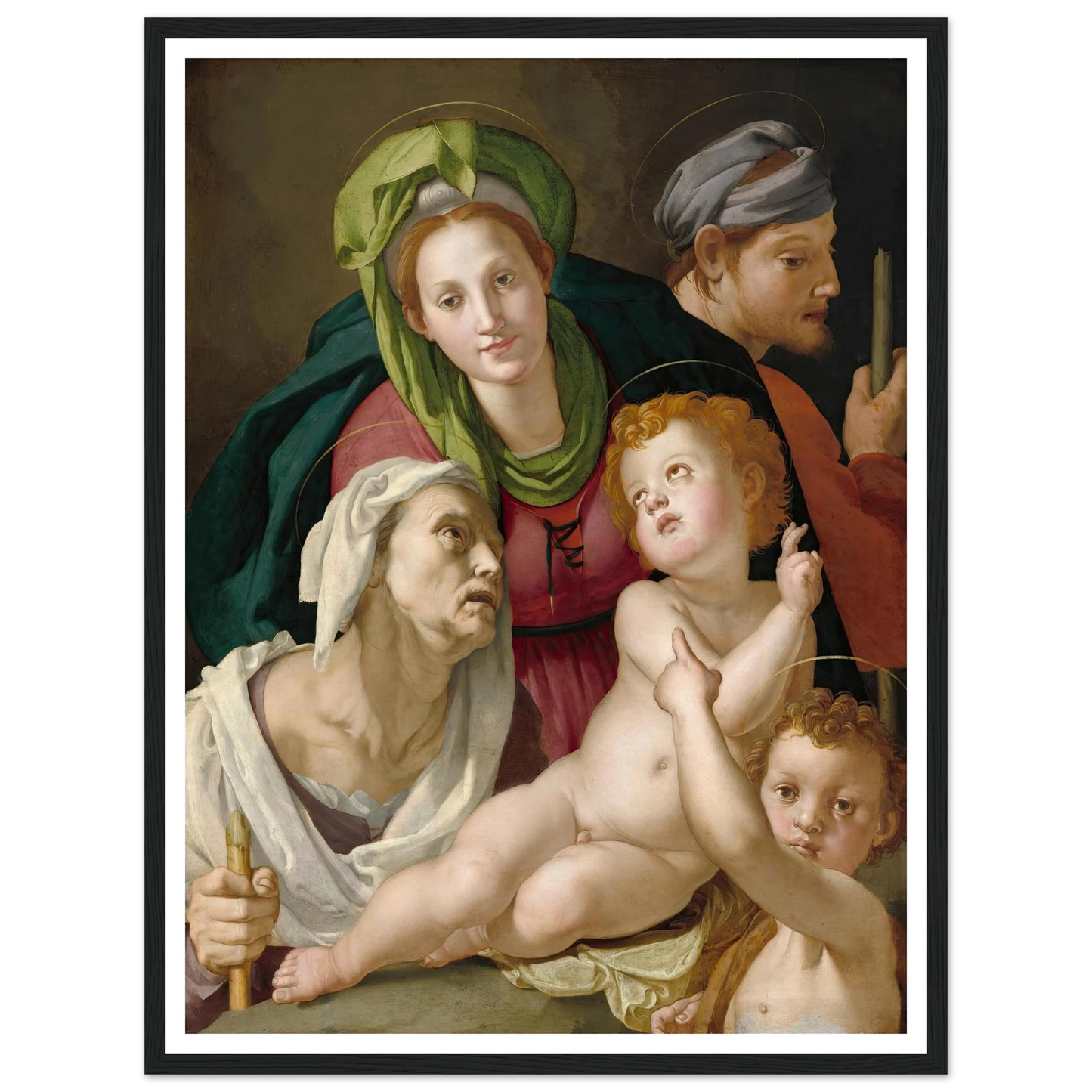 The Holy Family (c. 1527-1528) Art Print | Agnolo Bronzino - Framed Poster - 30x40 cm / 12x16″ - Black frame