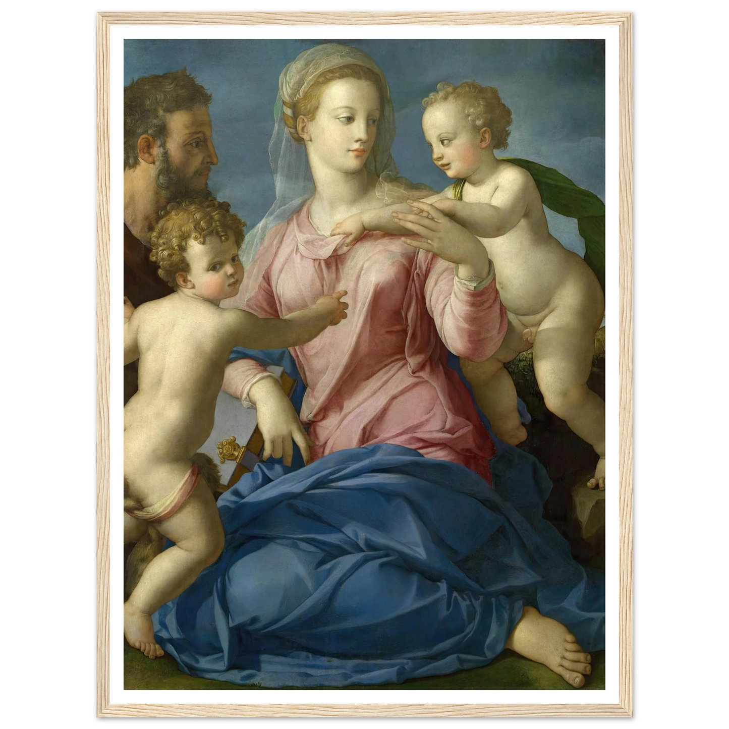The Holy Family with the Infant Saint John the Baptist (1540s) Art Print | Agnolo Bronzino - Framed Poster - 30x40 cm / 12x16″ - Black frame