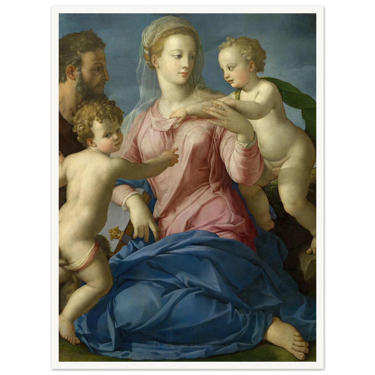 The Holy Family with the Infant Saint John the Baptist (1540s) Art Print | Agnolo Bronzino - Framed Poster - 30x40 cm / 12x16″ - Black frame