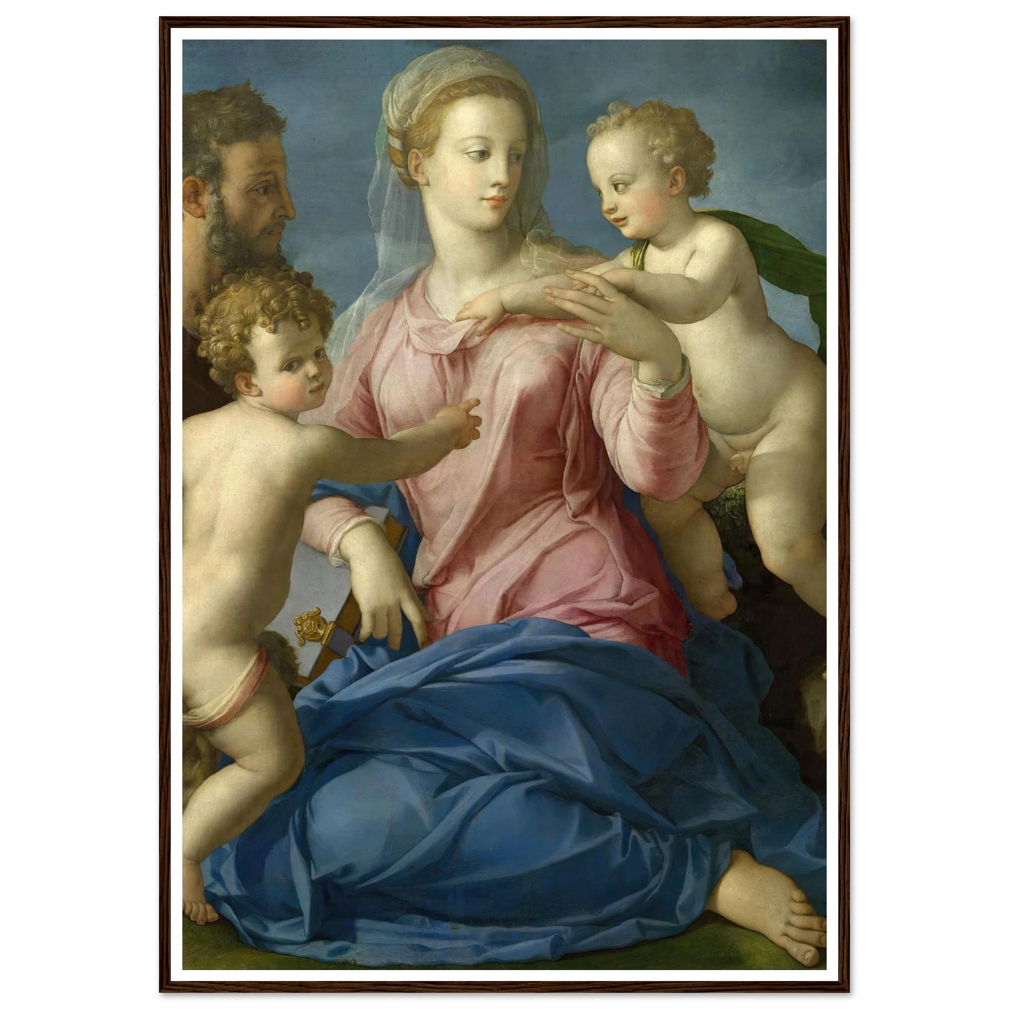 The Holy Family with the Infant Saint John the Baptist (1540s) Art Print | Agnolo Bronzino - Framed Poster - 30x40 cm / 12x16″ - Black frame