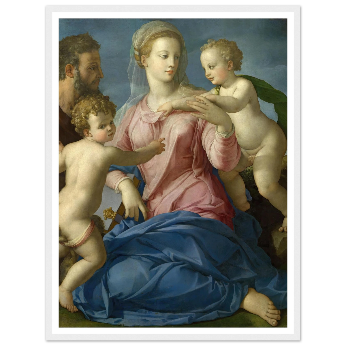 The Holy Family with the Infant Saint John the Baptist (1540s) Art Print | Agnolo Bronzino - Framed Poster - 30x40 cm / 12x16″ - Black frame