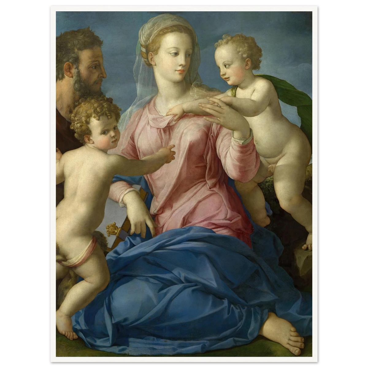 The Holy Family with the Infant Saint John the Baptist (1540s) Art Print | Agnolo Bronzino - Framed Poster - 30x40 cm / 12x16″ - Black frame