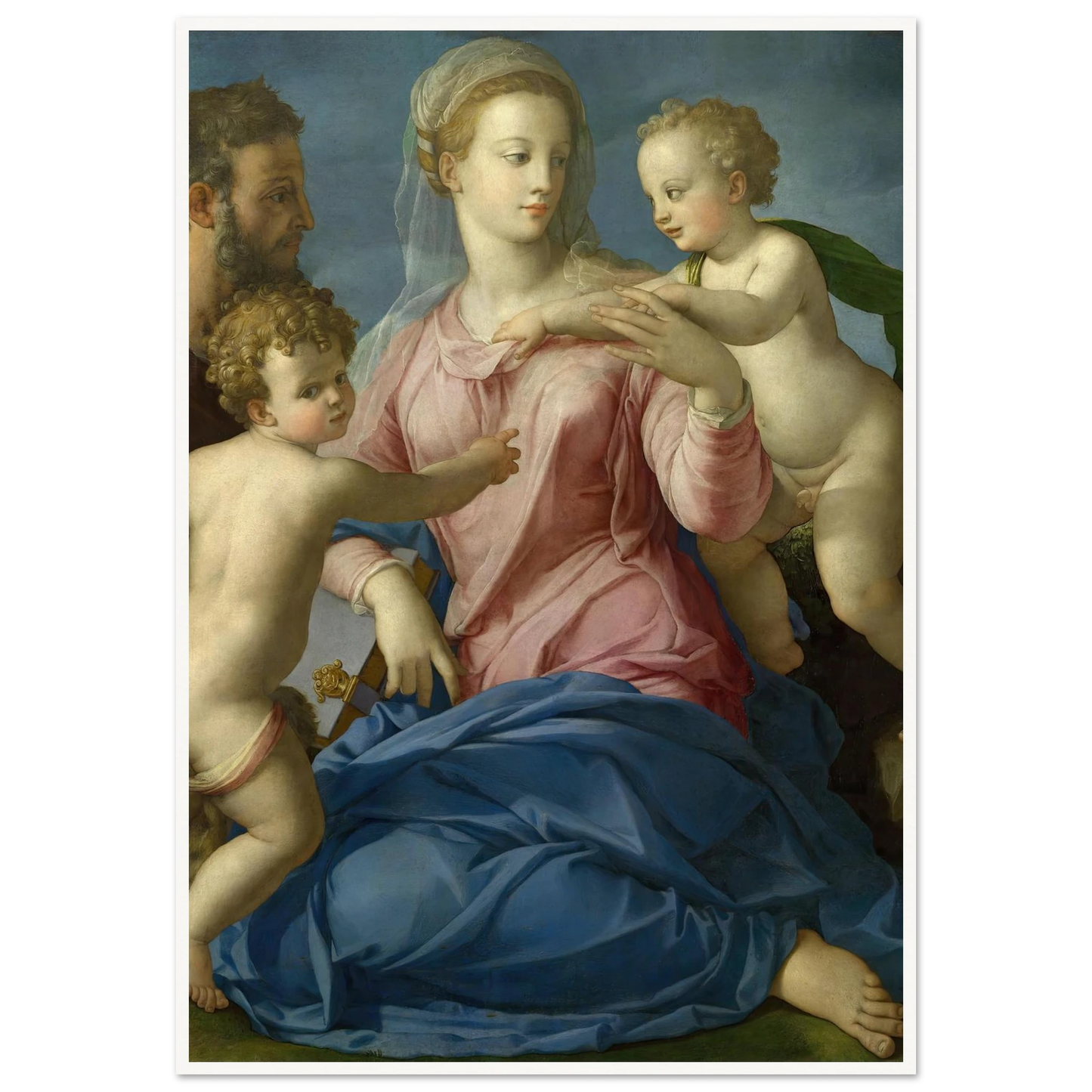 The Holy Family with the Infant Saint John the Baptist (1540s) Art Print | Agnolo Bronzino - Framed Poster - 30x40 cm / 12x16″ - Black frame