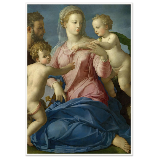 The Holy Family with the Infant Saint John the Baptist (1540s) Art Print | Agnolo Bronzino - Framed Poster - 30x40 cm / 12x16″ - Black frame