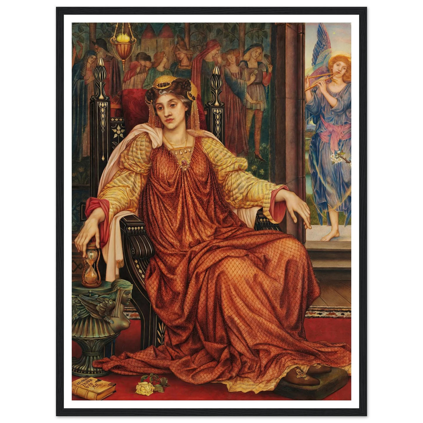 The Hour Glass Art Print | Evelyn de Morgan - Framed Poster - 30x40 cm / 12x16″ - Black frame