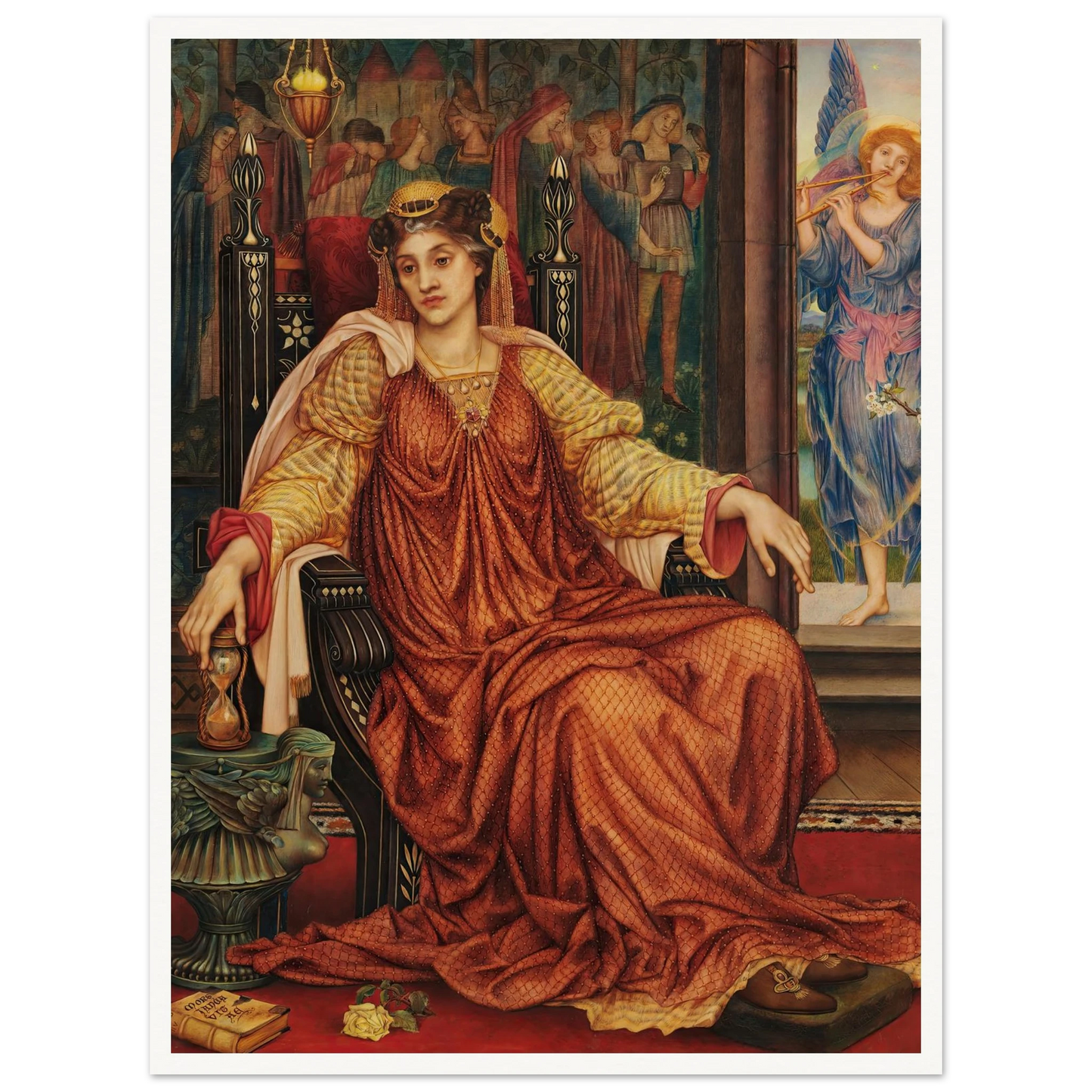 The Hour Glass Art Print | Evelyn de Morgan - Framed Poster - 30x40 cm / 12x16″ - Black frame