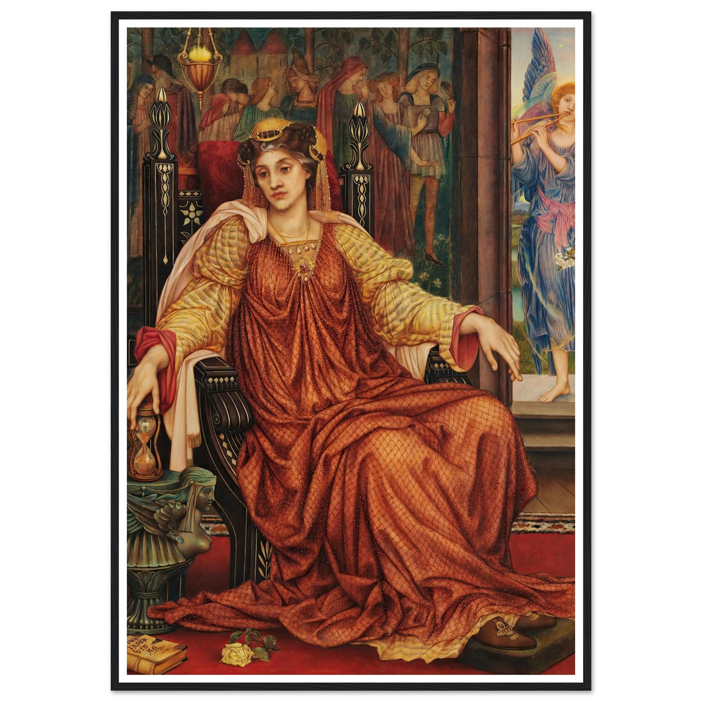 The Hour Glass Art Print | Evelyn de Morgan - Framed Poster - 30x40 cm / 12x16″ - Black frame