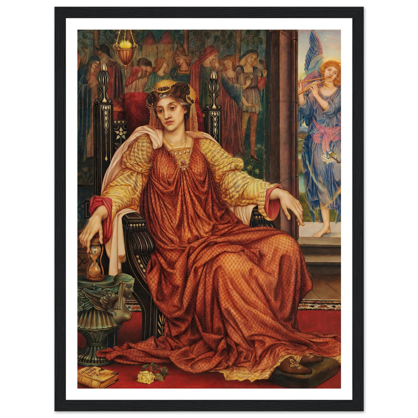 The Hour Glass Art Print | Evelyn de Morgan - Framed Poster - 30x40 cm / 12x16″ - Black frame