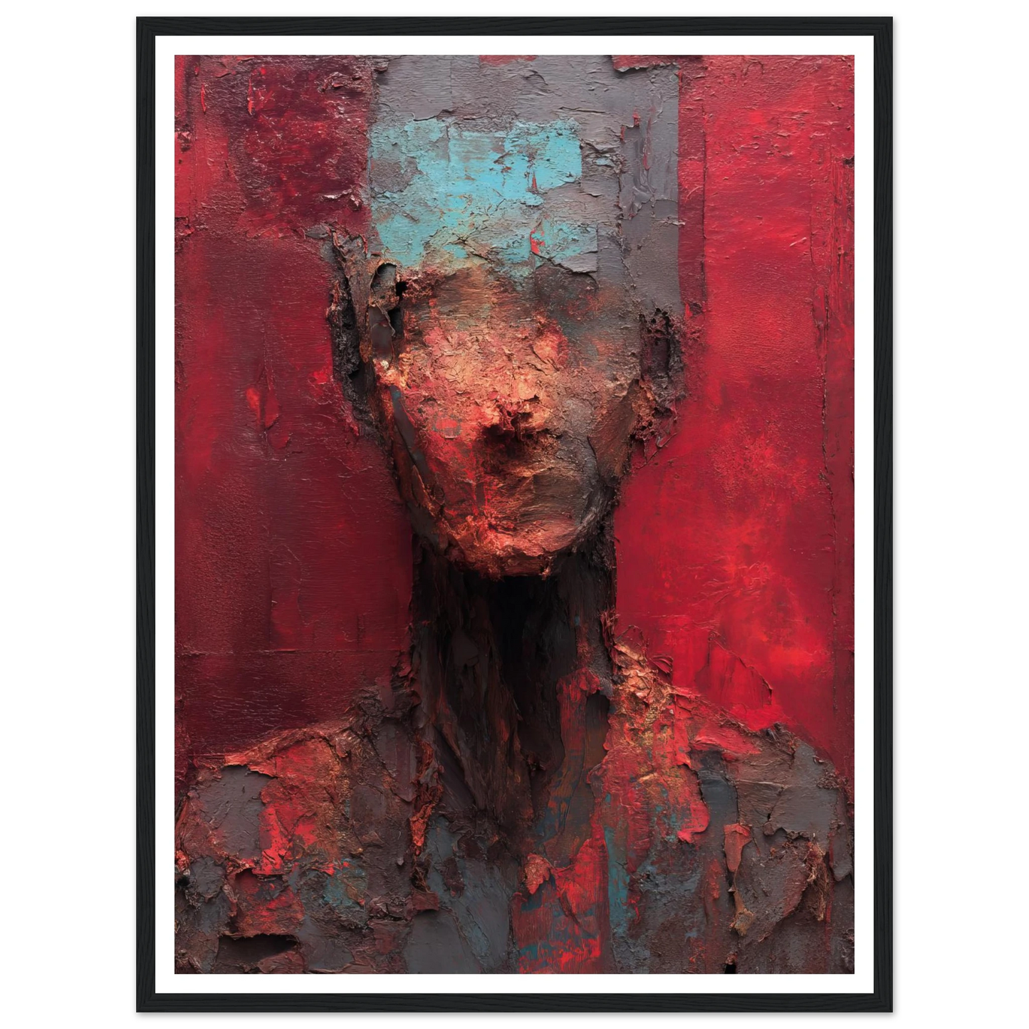 The Impasto Red Mask - Framed Poster - 30x40 cm / 12x16″ - Black frame