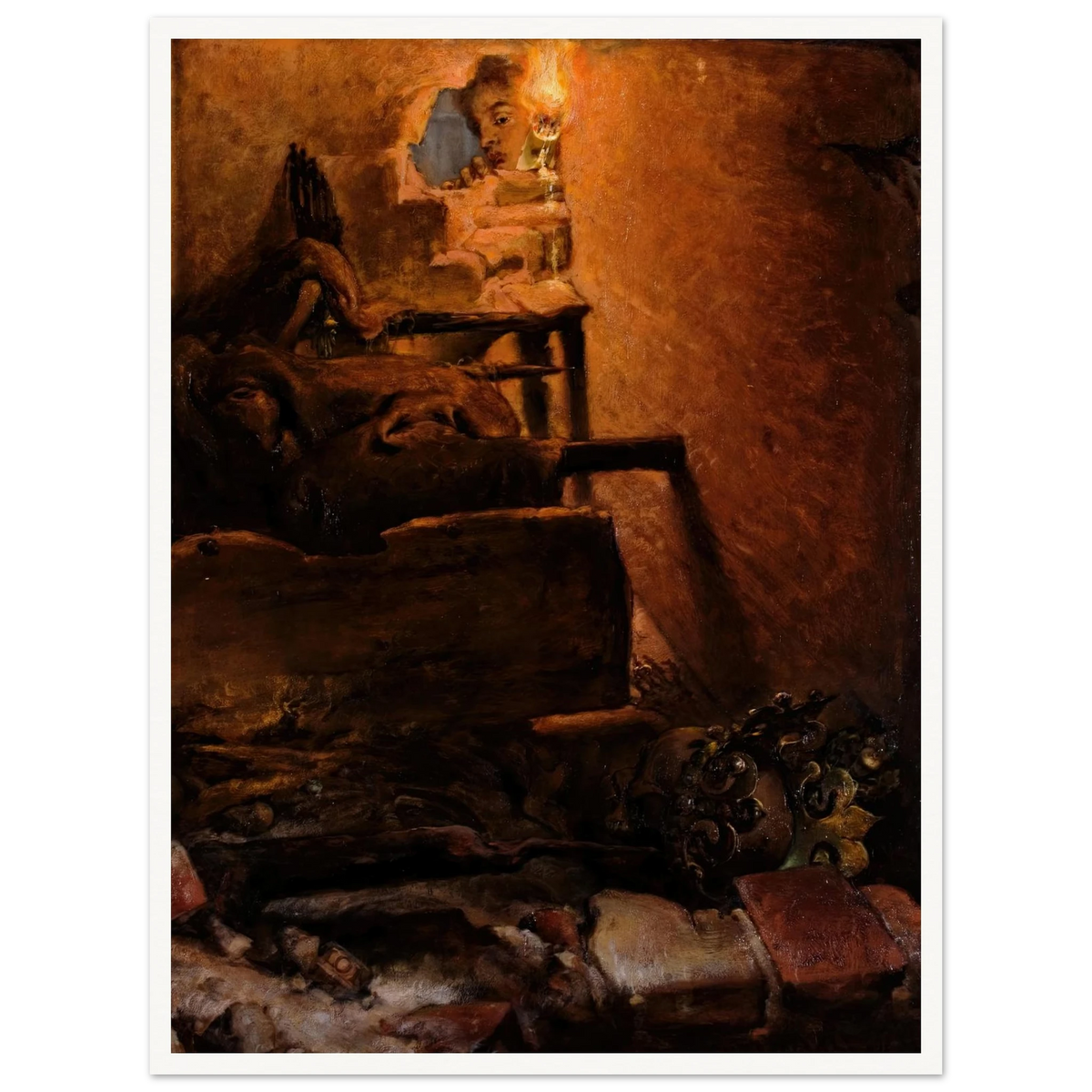 The interior of the tomb of King Kazimierz Wielki (1869) Art Print | Jan Matejko - Framed Poster - 30x40 cm / 12x16″ - Black frame