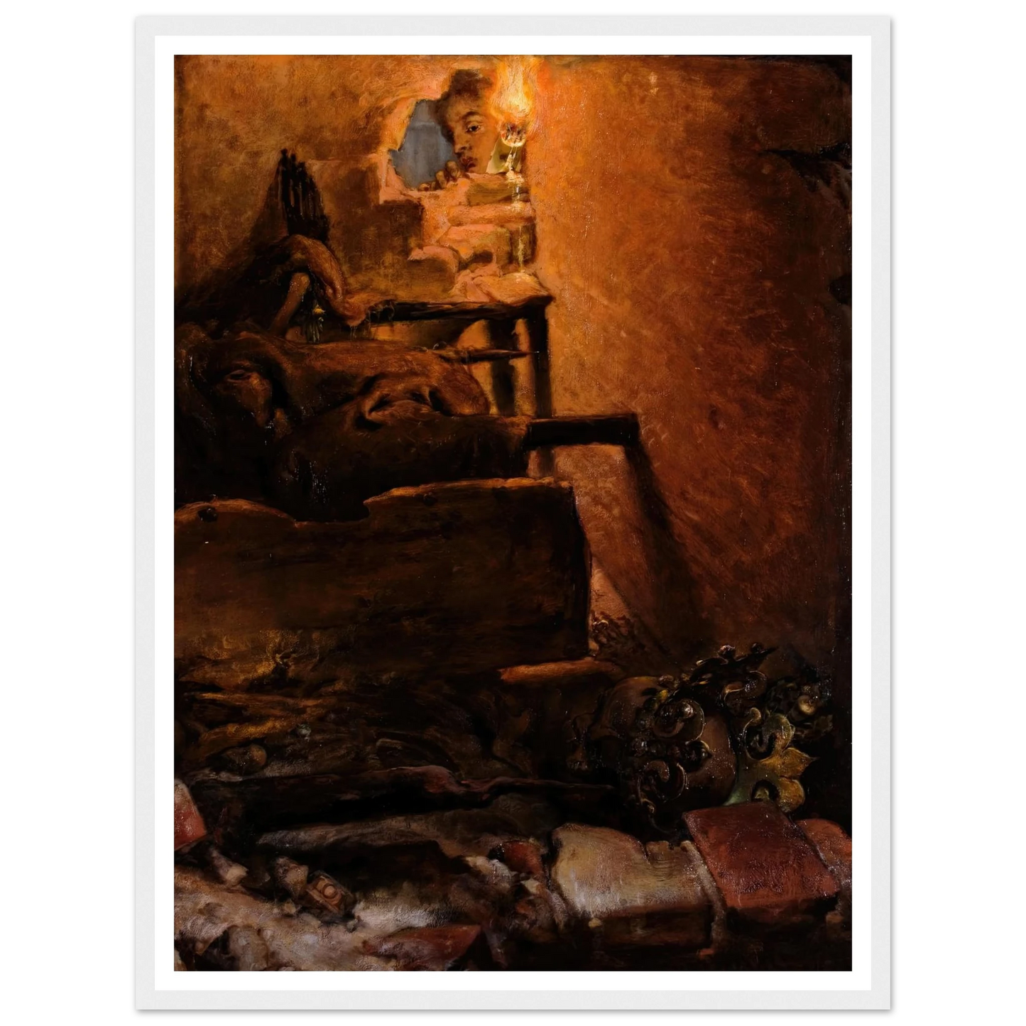 The interior of the tomb of King Kazimierz Wielki (1869) Art Print | Jan Matejko - Framed Poster - 30x40 cm / 12x16″ - Black frame