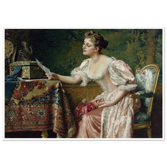 The Invitation (1897) Art Print | Wladyslaw Czachorski - Framed Poster - 30x40 cm / 12x16″ - Black frame