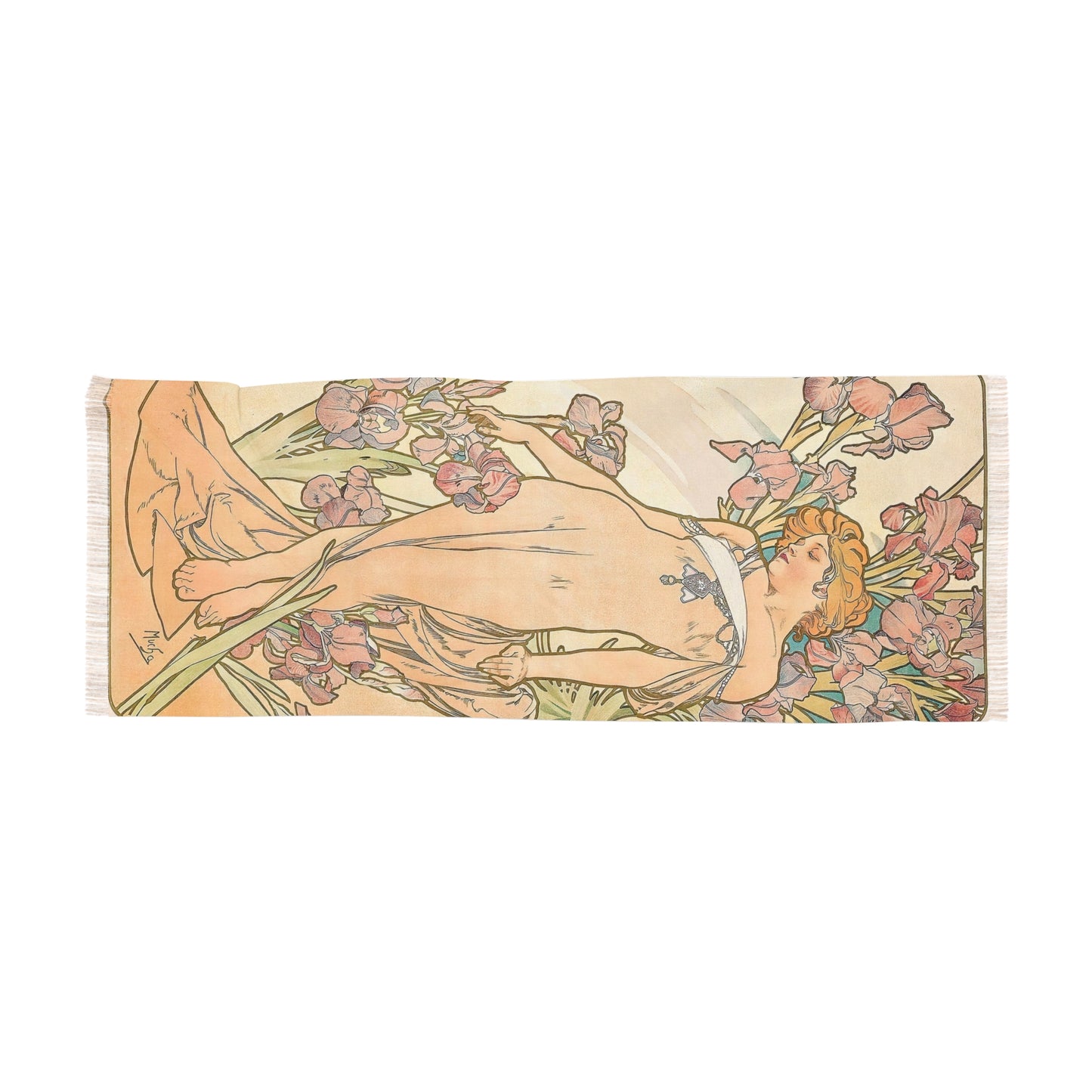The Iris | Alphonse Mucha Scarf – Art Nouveau Scarf - - 27" × 71'' - 