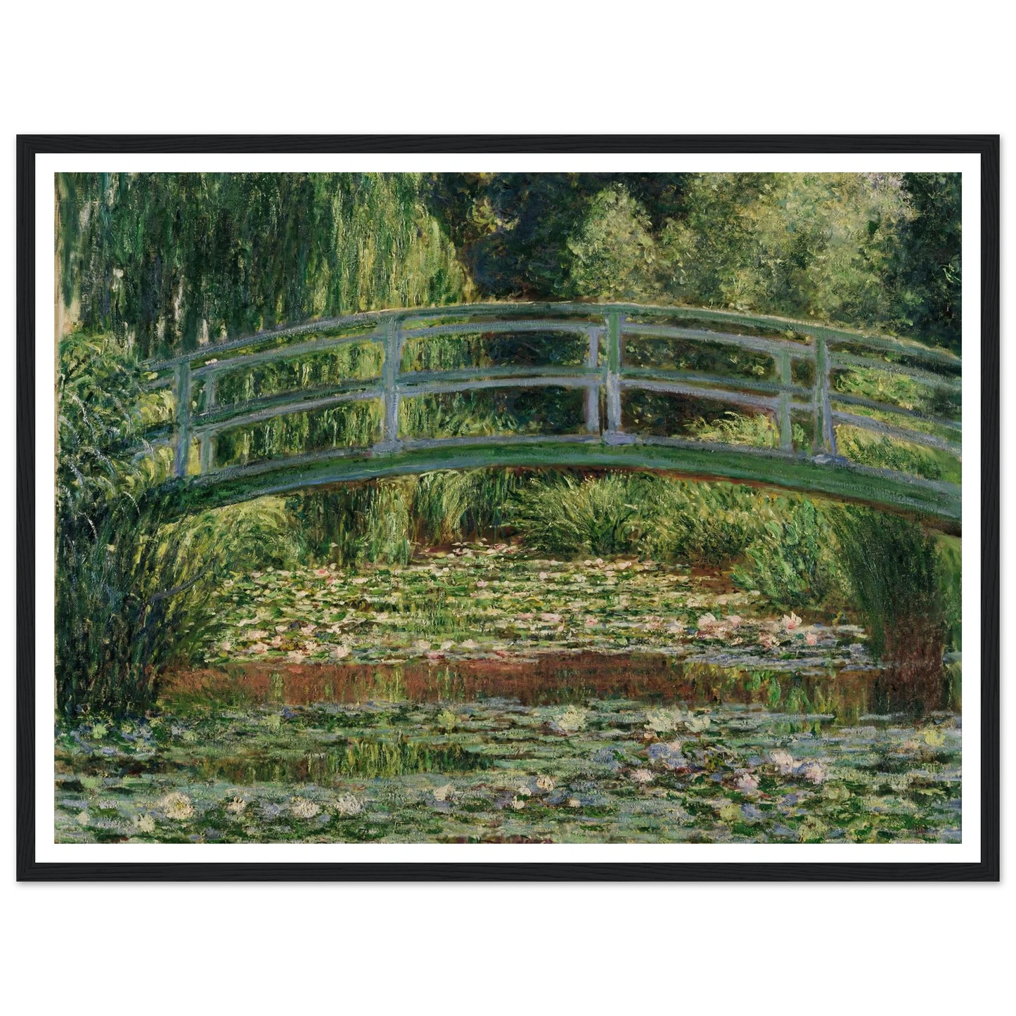 The Japanese Footbridge and the Water Lily Pool, Giverny (1899) Art Print | Claude Monet - Framed Poster - 30x40 cm / 12x16″ - Black frame