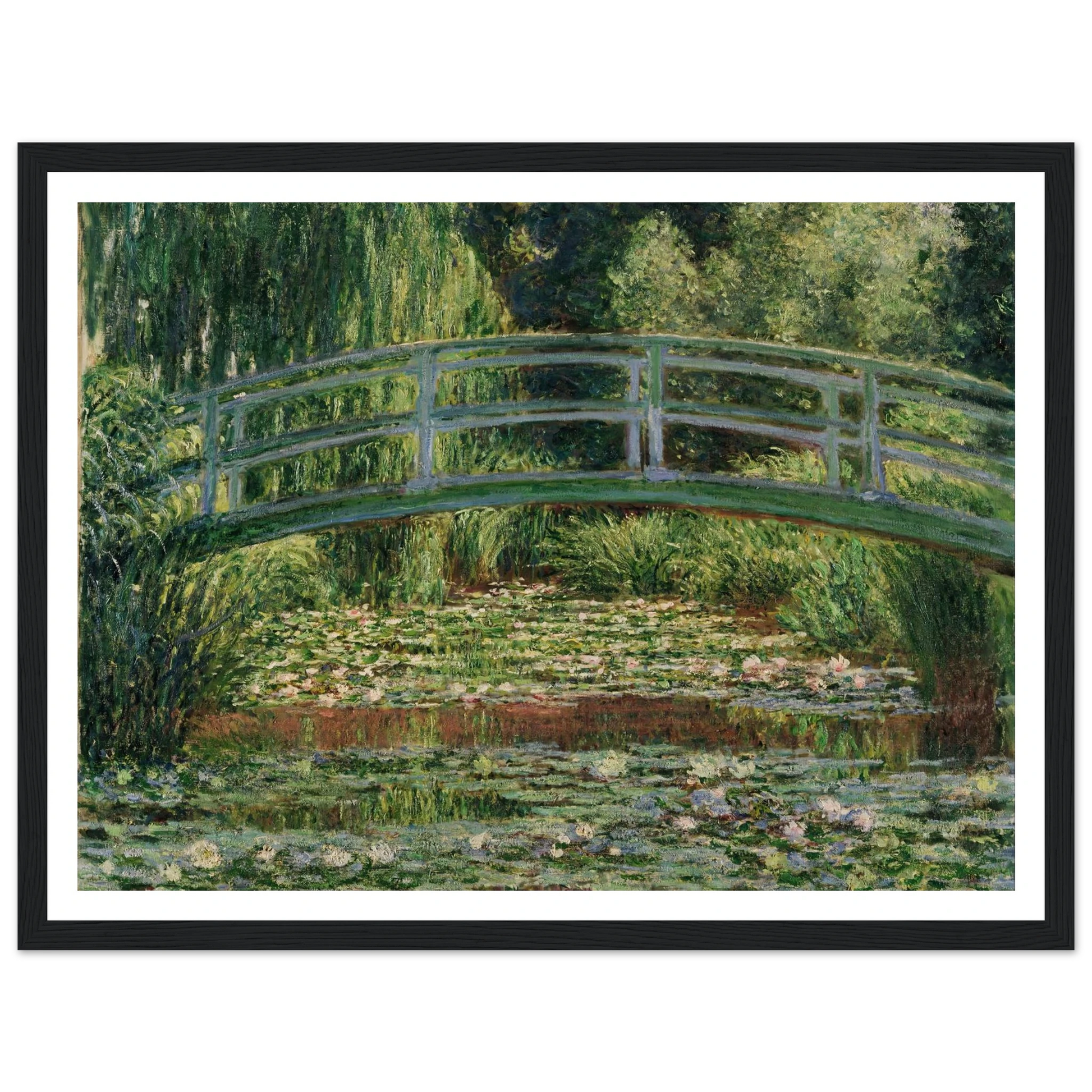 The Japanese Footbridge and the Water Lily Pool, Giverny (1899) Art Print | Claude Monet - Framed Poster - 30x40 cm / 12x16″ - Black frame