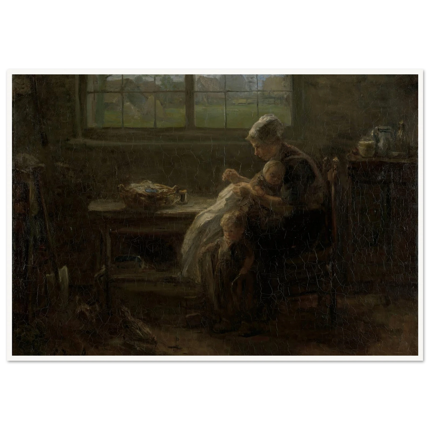 ‘The Joy of Motherhood’ (1890) Art Print | Jozef Israels - Framed Poster - 30x40 cm / 12x16″ - Black frame