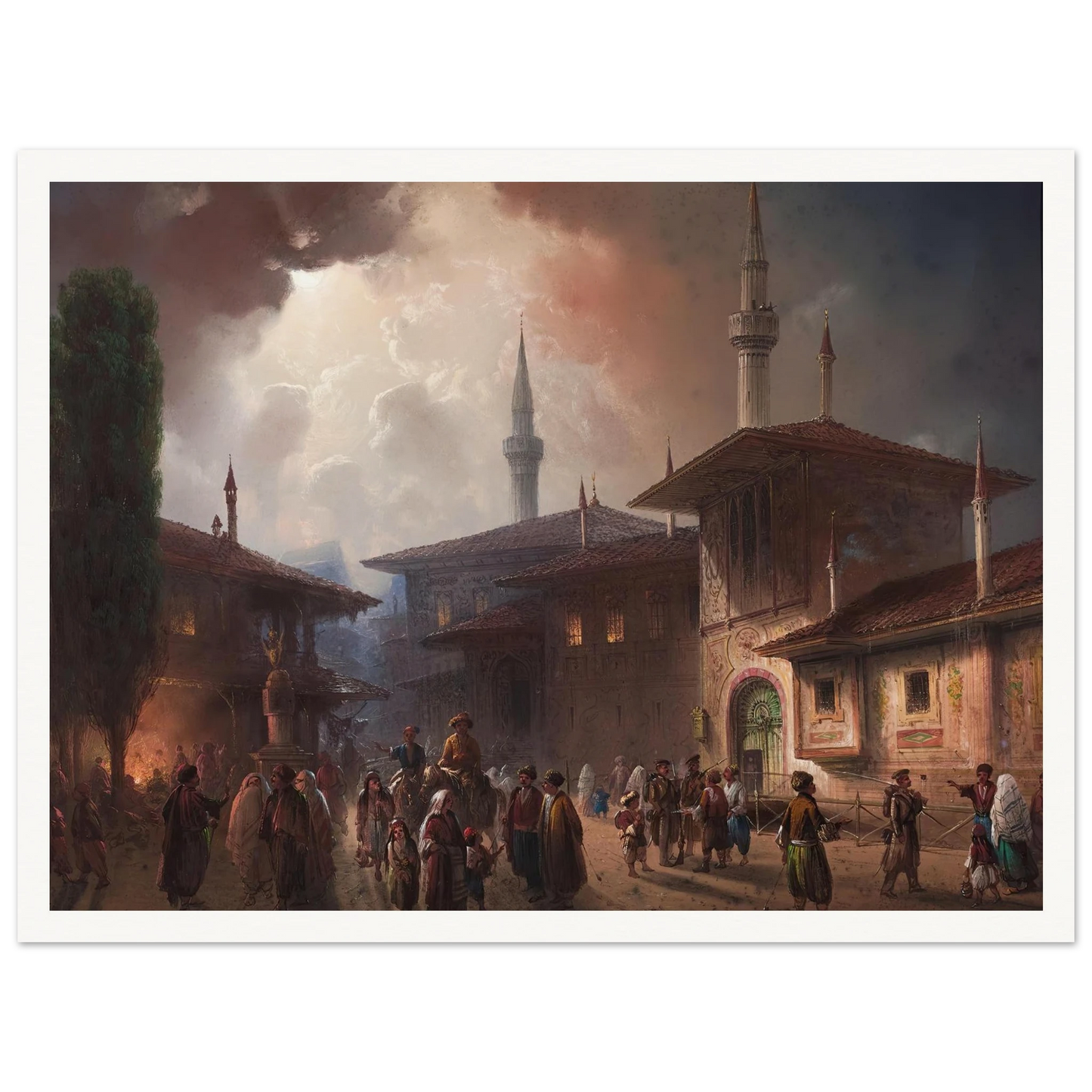 The Khan’s Palace In bakhchisarai, Crimea (1857) Art Print | Carlo Bossoli - Framed Poster - 30x40 cm / 12x16″ - Black frame