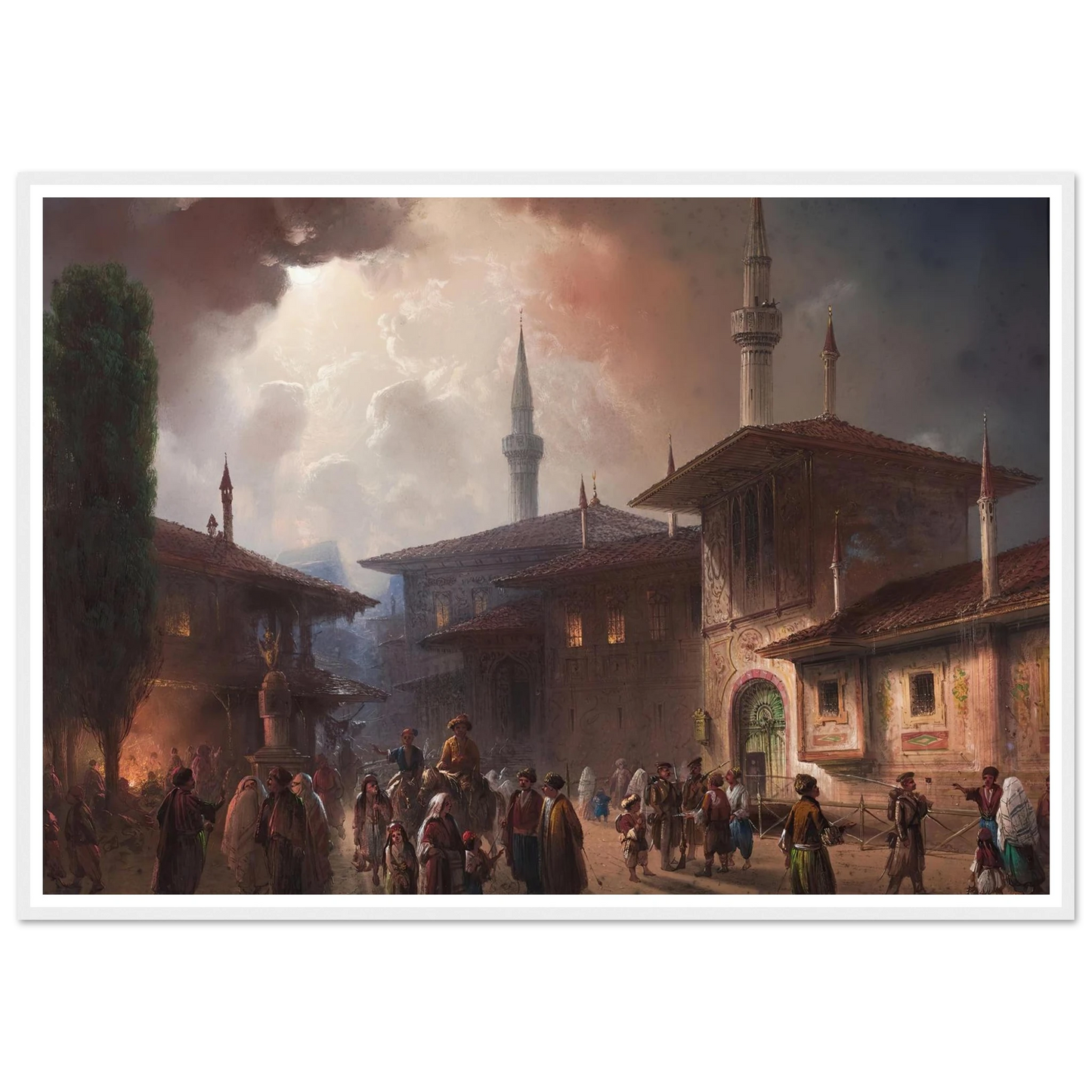 The Khan’s Palace In bakhchisarai, Crimea (1857) Art Print | Carlo Bossoli - Framed Poster - 30x40 cm / 12x16″ - Black frame