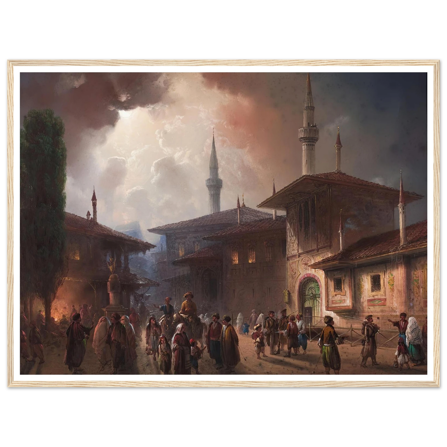 The Khan’s Palace In bakhchisarai, Crimea (1857) Art Print | Carlo Bossoli - Framed Poster - 30x40 cm / 12x16″ - Black frame