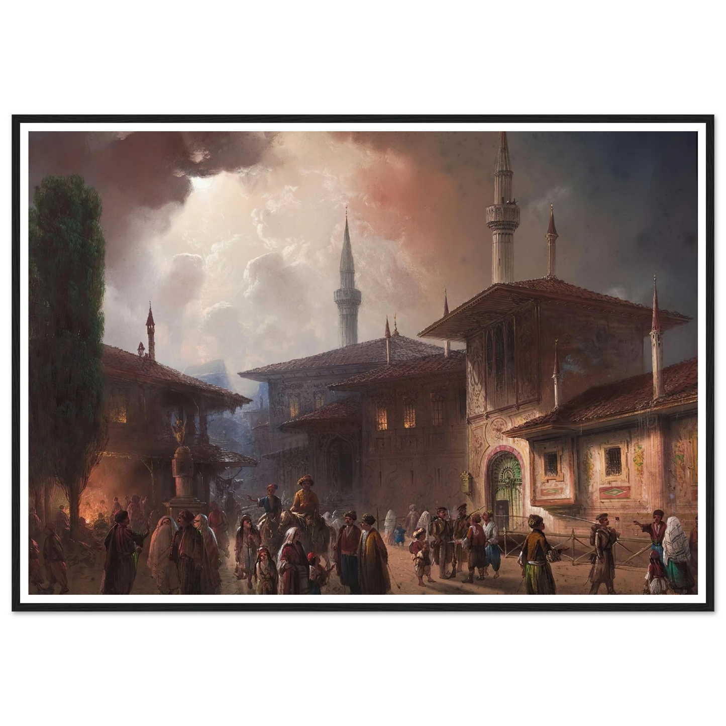 The Khan’s Palace In bakhchisarai, Crimea (1857) Art Print | Carlo Bossoli - Framed Poster - 30x40 cm / 12x16″ - Black frame