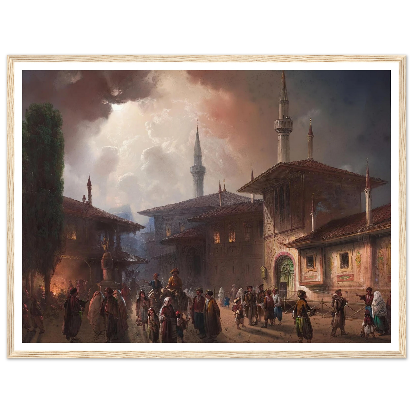 The Khan’s Palace In bakhchisarai, Crimea (1857) Art Print | Carlo Bossoli - Framed Poster - 30x40 cm / 12x16″ - Black frame