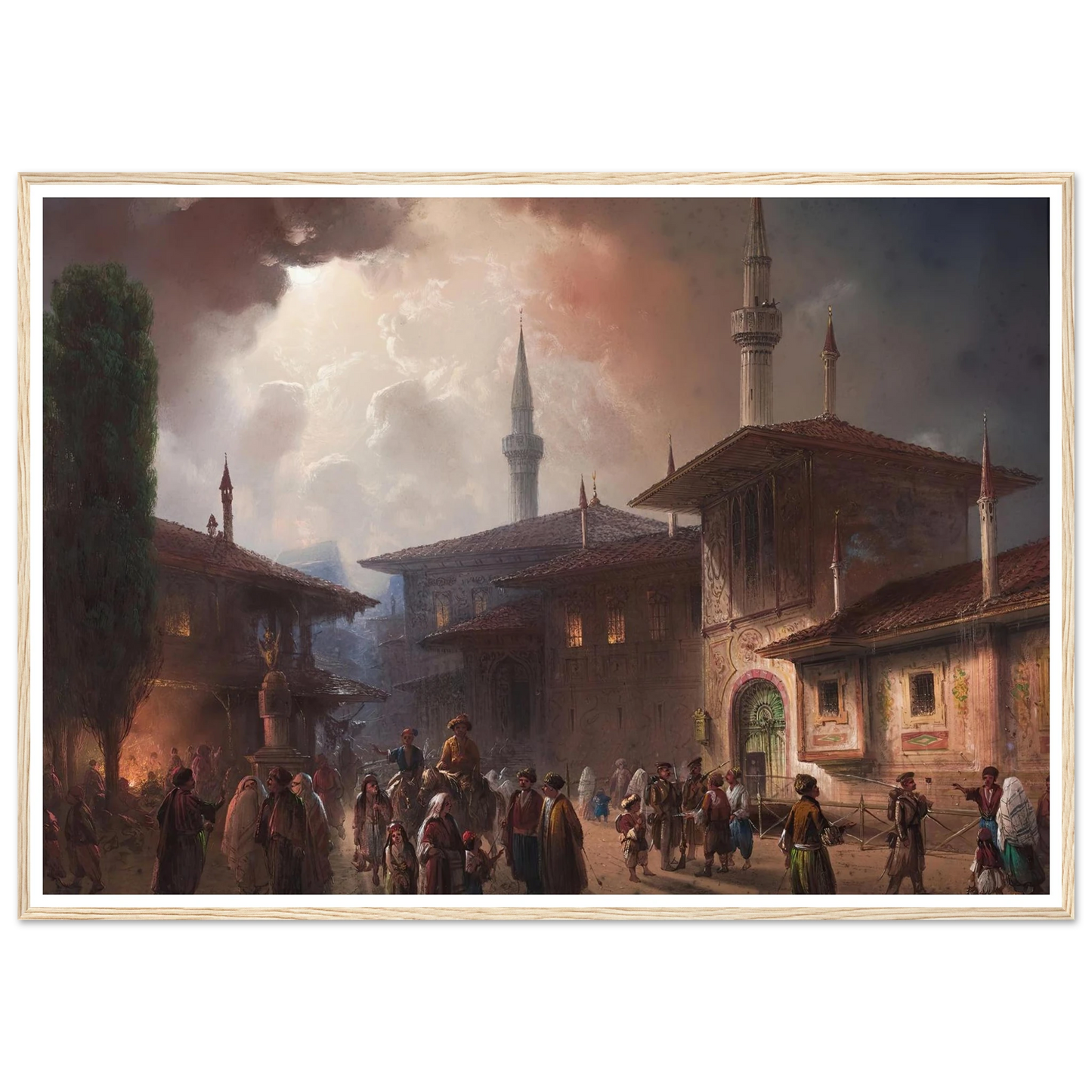 The Khan’s Palace In bakhchisarai, Crimea (1857) Art Print | Carlo Bossoli - Framed Poster - 30x40 cm / 12x16″ - Black frame