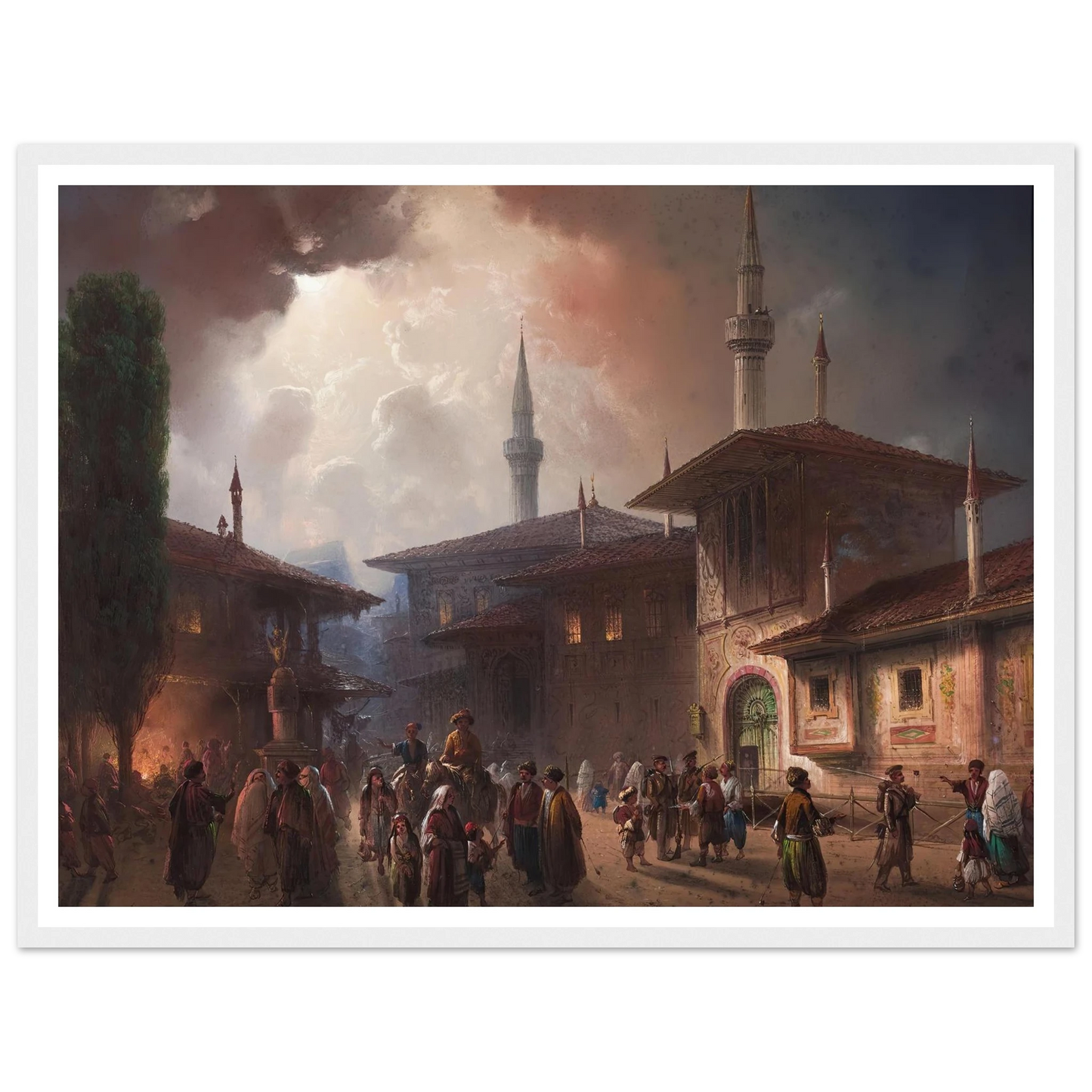 The Khan’s Palace In bakhchisarai, Crimea (1857) Art Print | Carlo Bossoli - Framed Poster - 30x40 cm / 12x16″ - Black frame