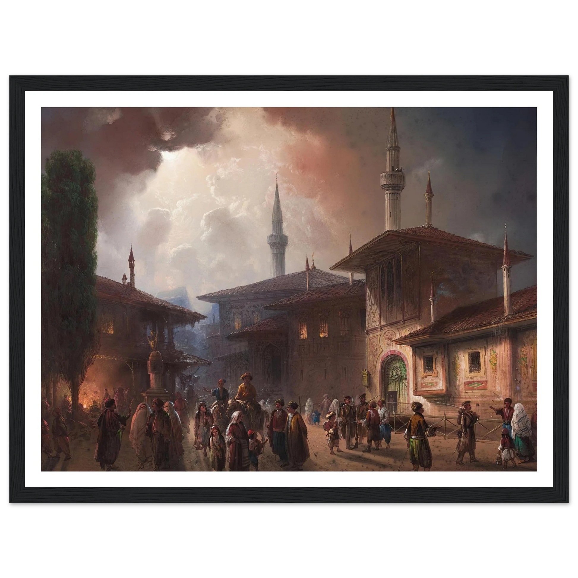 The Khan’s Palace In bakhchisarai, Crimea (1857) Art Print | Carlo Bossoli - Framed Poster - 30x40 cm / 12x16″ - Black frame