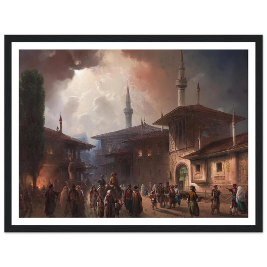 The Khan’s Palace In bakhchisarai, Crimea (1857) Art Print | Carlo Bossoli - Framed Poster - 30x40 cm / 12x16″ - Black frame