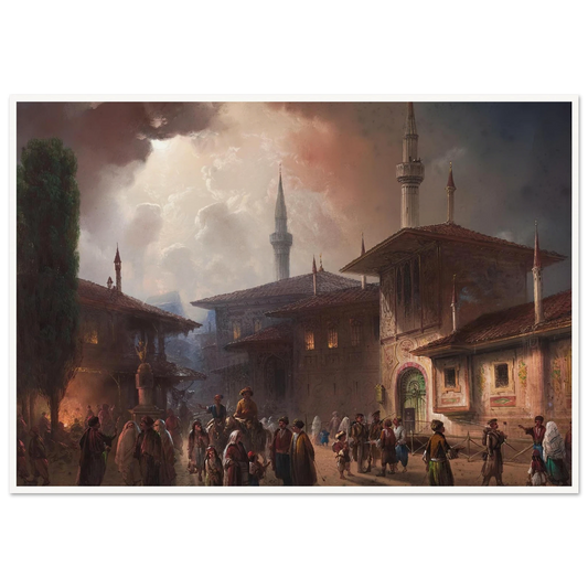 The Khan’s Palace In bakhchisarai, Crimea (1857) Art Print | Carlo Bossoli - Framed Poster - 30x40 cm / 12x16″ - Black frame