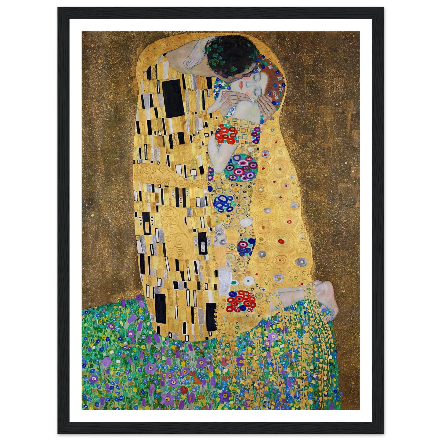The kiss (lovers) (1908) Art Print | Gustav Klimt - Framed Poster - 30x40 cm / 12x16″ - Black frame