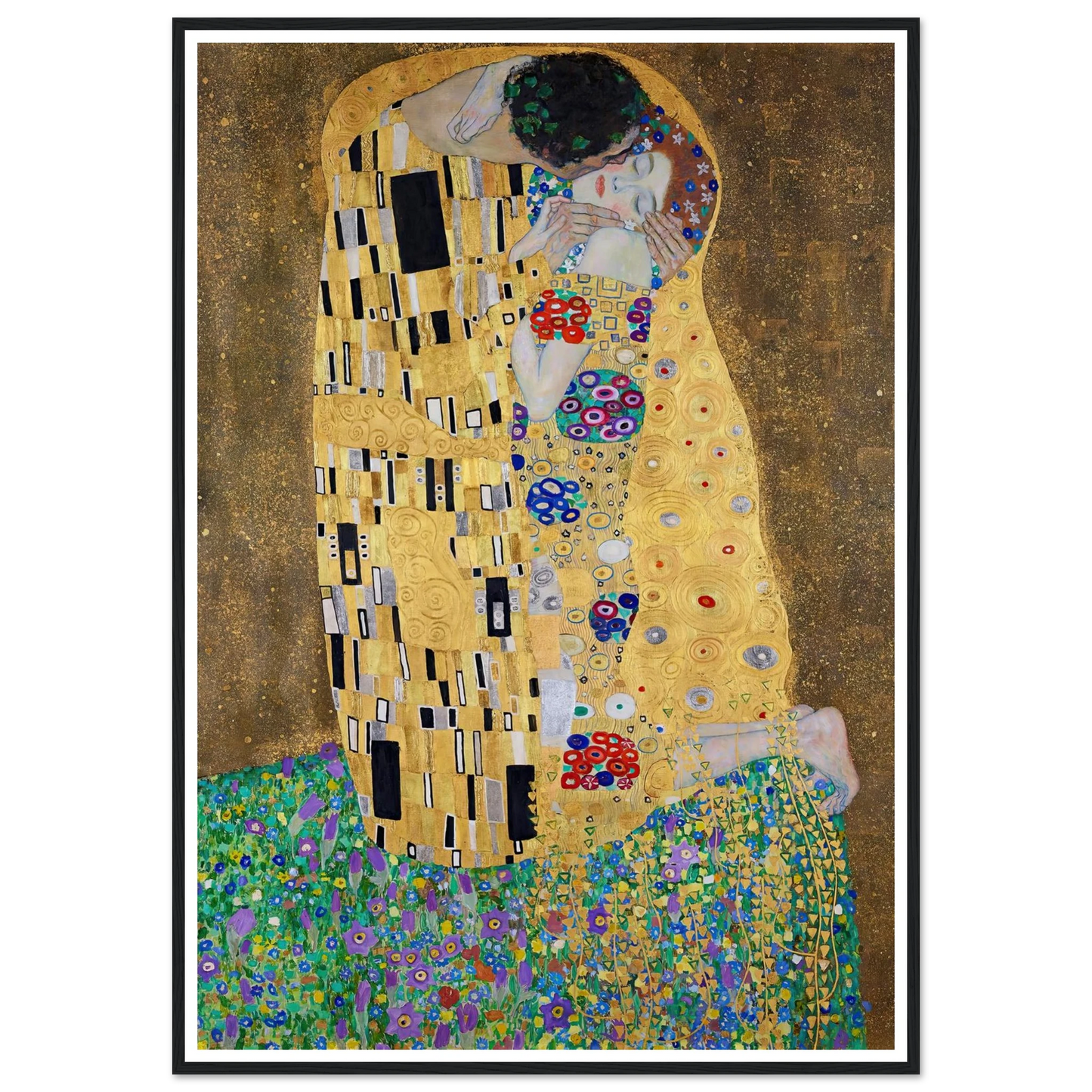 The kiss (lovers) (1908) Art Print | Gustav Klimt - Framed Poster - 30x40 cm / 12x16″ - Black frame