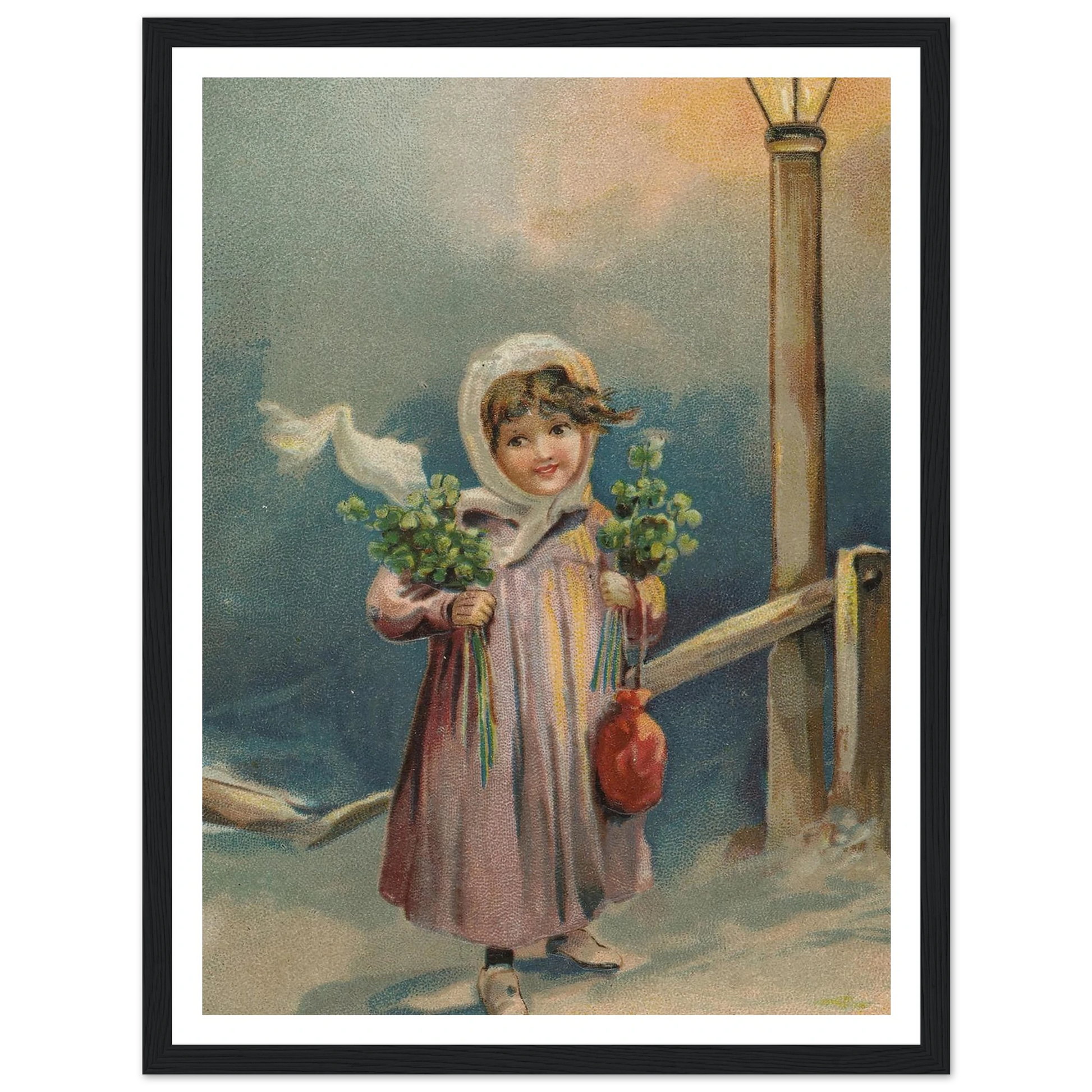 The Lantern's Gentle Glow - Framed Poster - 30x40 cm / 12x16″ - Black frame