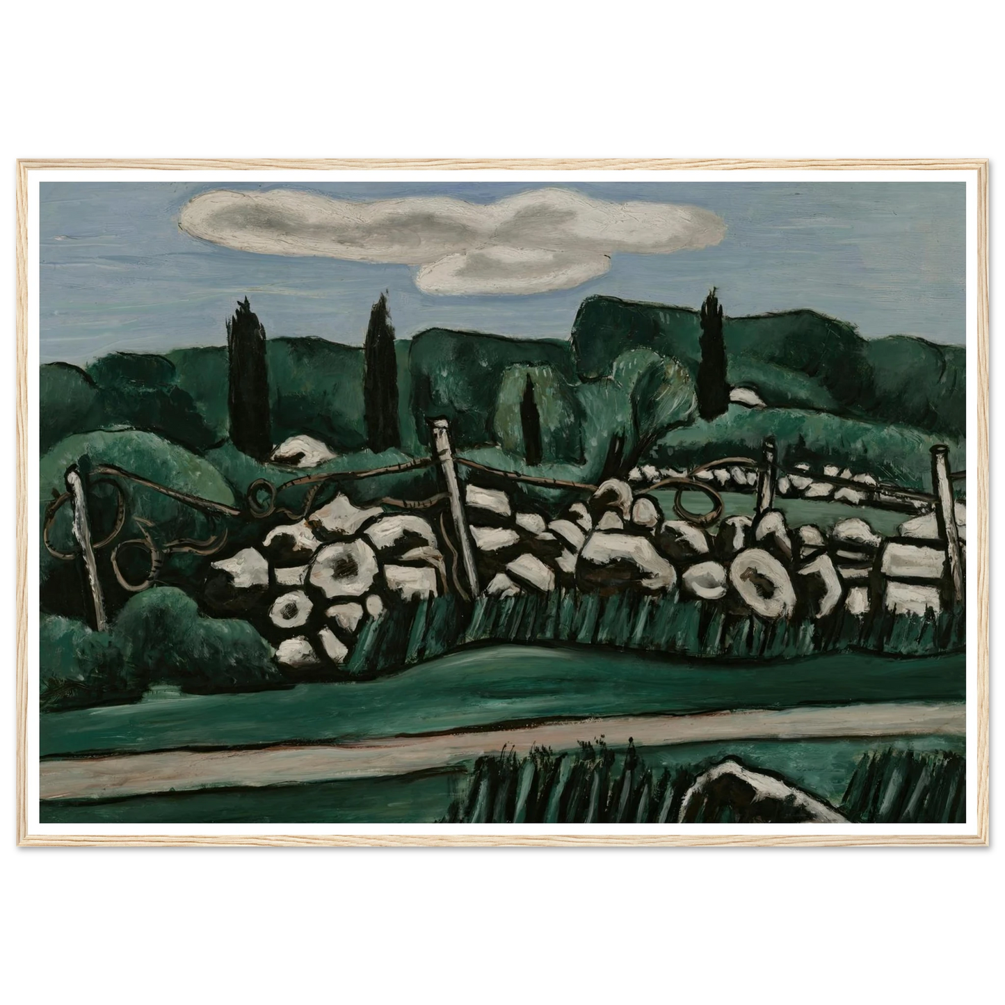 The Last Stone Walls, Dogtown (ca. 1936–37) Art Print | Marsden Hartley - Framed Poster - 30x40 cm / 12x16″ - Black frame