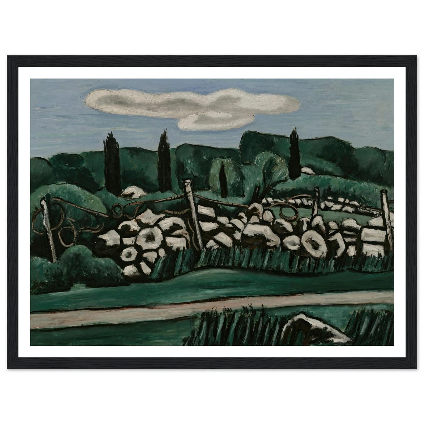 The Last Stone Walls, Dogtown (ca. 1936–37) Art Print | Marsden Hartley - Framed Poster - 30x40 cm / 12x16″ - Black frame