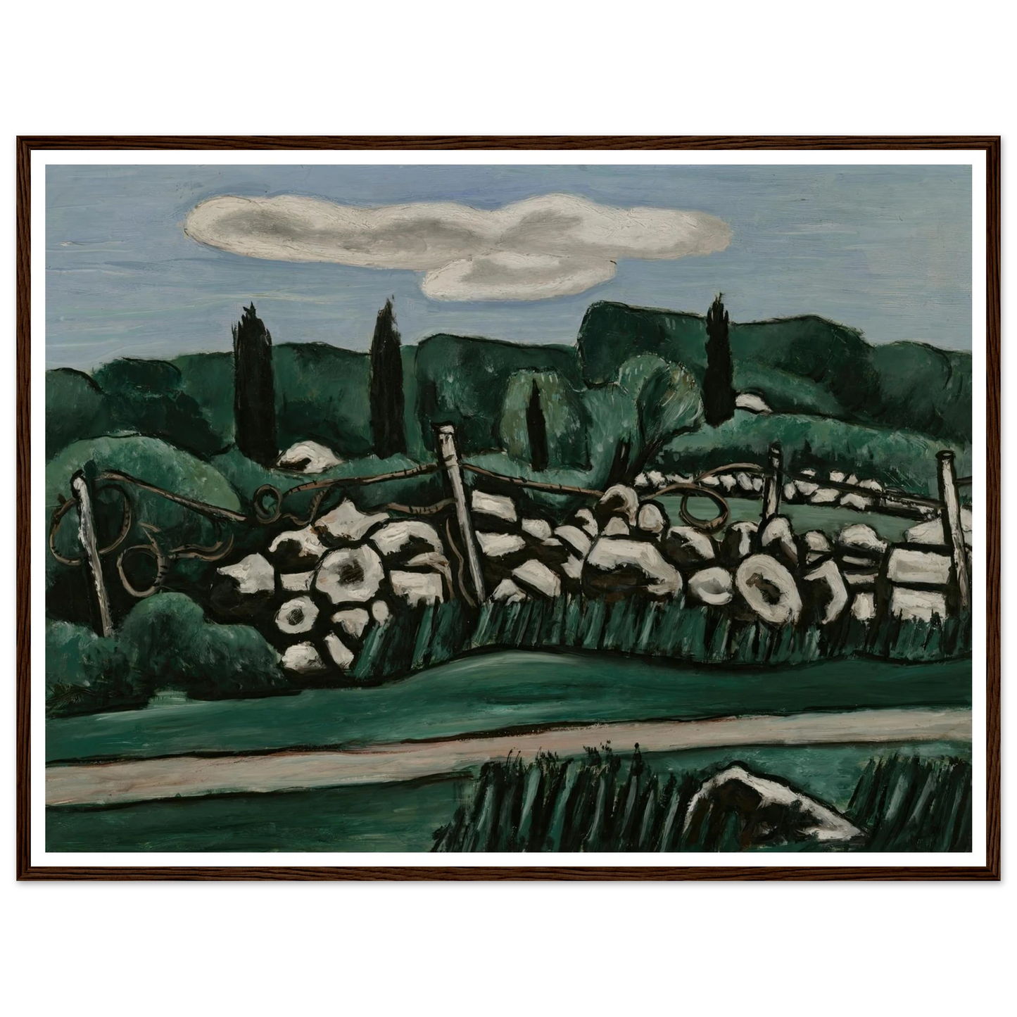 The Last Stone Walls, Dogtown (ca. 1936–37) Art Print | Marsden Hartley - Framed Poster - 30x40 cm / 12x16″ - Black frame
