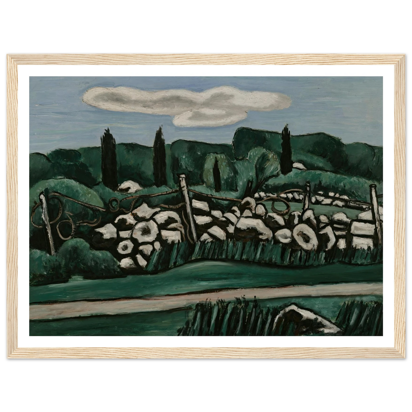 The Last Stone Walls, Dogtown (ca. 1936–37) Art Print | Marsden Hartley - Framed Poster - 30x40 cm / 12x16″ - Black frame
