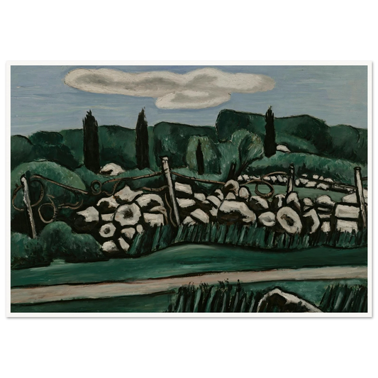 The Last Stone Walls, Dogtown (ca. 1936–37) Art Print | Marsden Hartley - Framed Poster - 30x40 cm / 12x16″ - Black frame
