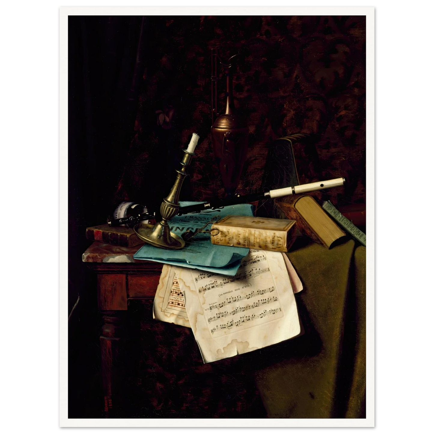 The Last Summer Rose (1886) Art Print | William Michael Harnett - Framed Poster - 30x40 cm / 12x16″ - Black frame