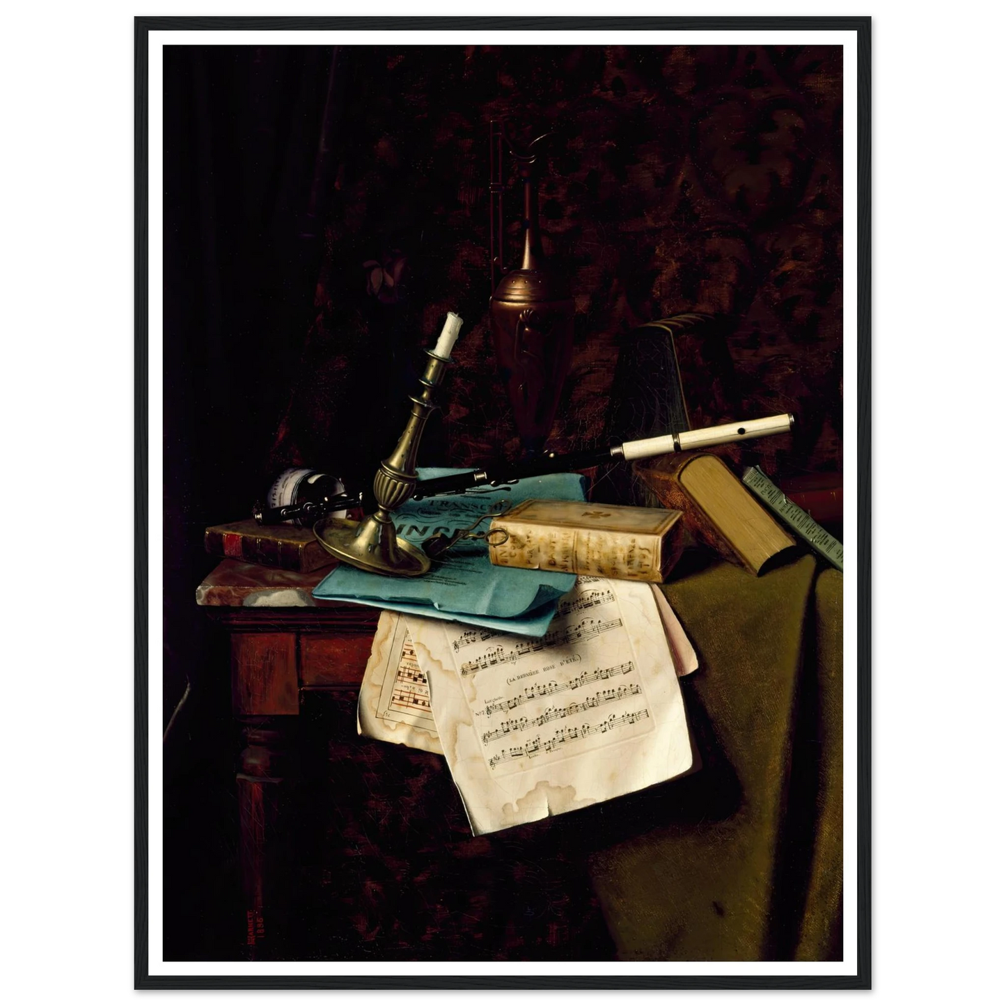 The Last Summer Rose (1886) Art Print | William Michael Harnett - Framed Poster - 30x40 cm / 12x16″ - Black frame