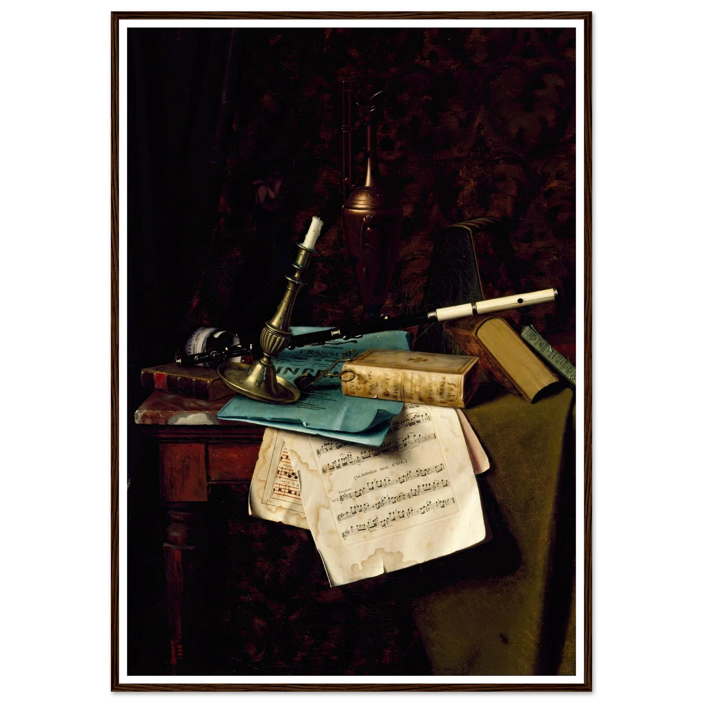 The Last Summer Rose (1886) Art Print | William Michael Harnett - Framed Poster - 30x40 cm / 12x16″ - Black frame