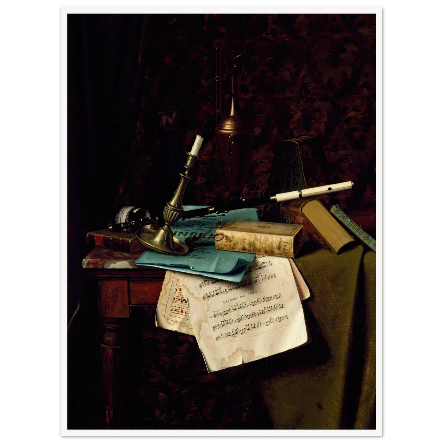 The Last Summer Rose (1886) Art Print | William Michael Harnett - Framed Poster - 30x40 cm / 12x16″ - Black frame