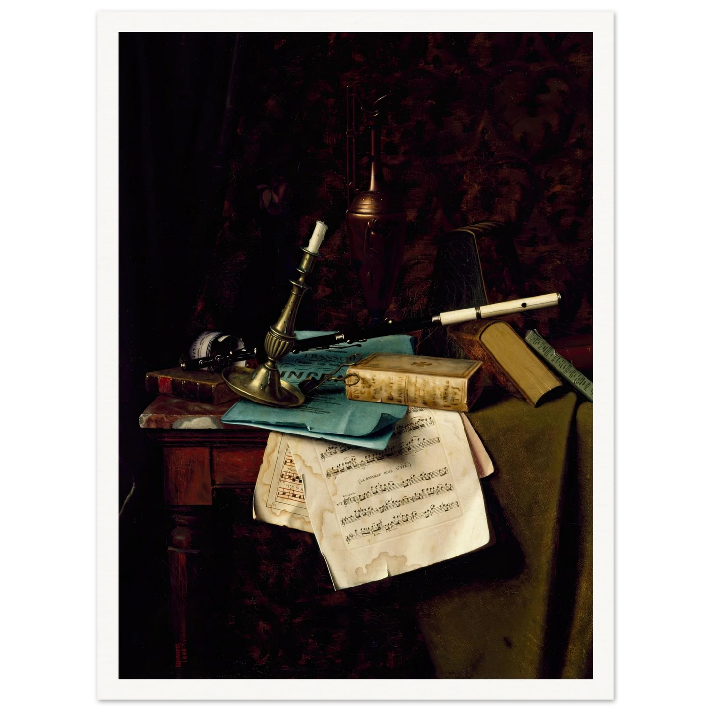 The Last Summer Rose (1886) Art Print | William Michael Harnett - Framed Poster - 30x40 cm / 12x16″ - Black frame