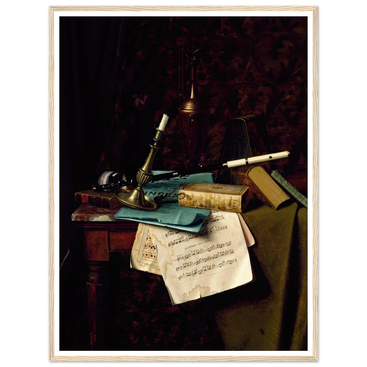 The Last Summer Rose (1886) Art Print | William Michael Harnett - Framed Poster - 30x40 cm / 12x16″ - Black frame