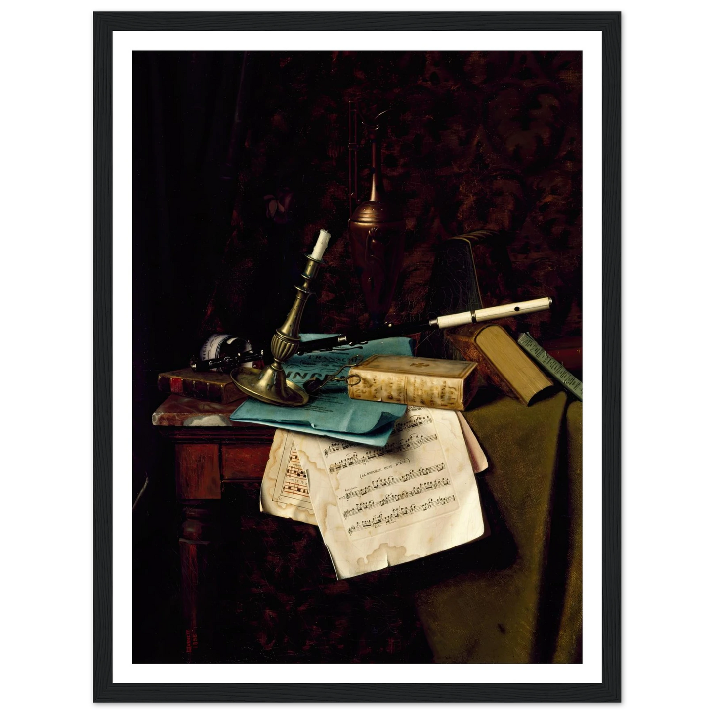 The Last Summer Rose (1886) Art Print | William Michael Harnett - Framed Poster - 30x40 cm / 12x16″ - Black frame