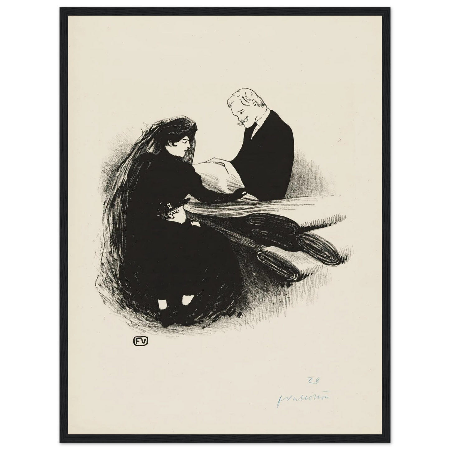 The Latest Fashion (1893) Art Print | Felix Vallotton - Framed Poster - 30x40 cm / 12x16″ - Black frame