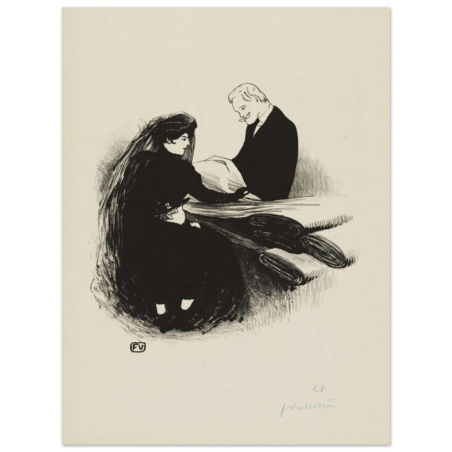 The Latest Fashion (1893) Art Print | Felix Vallotton - Framed Poster - 30x40 cm / 12x16″ - Black frame