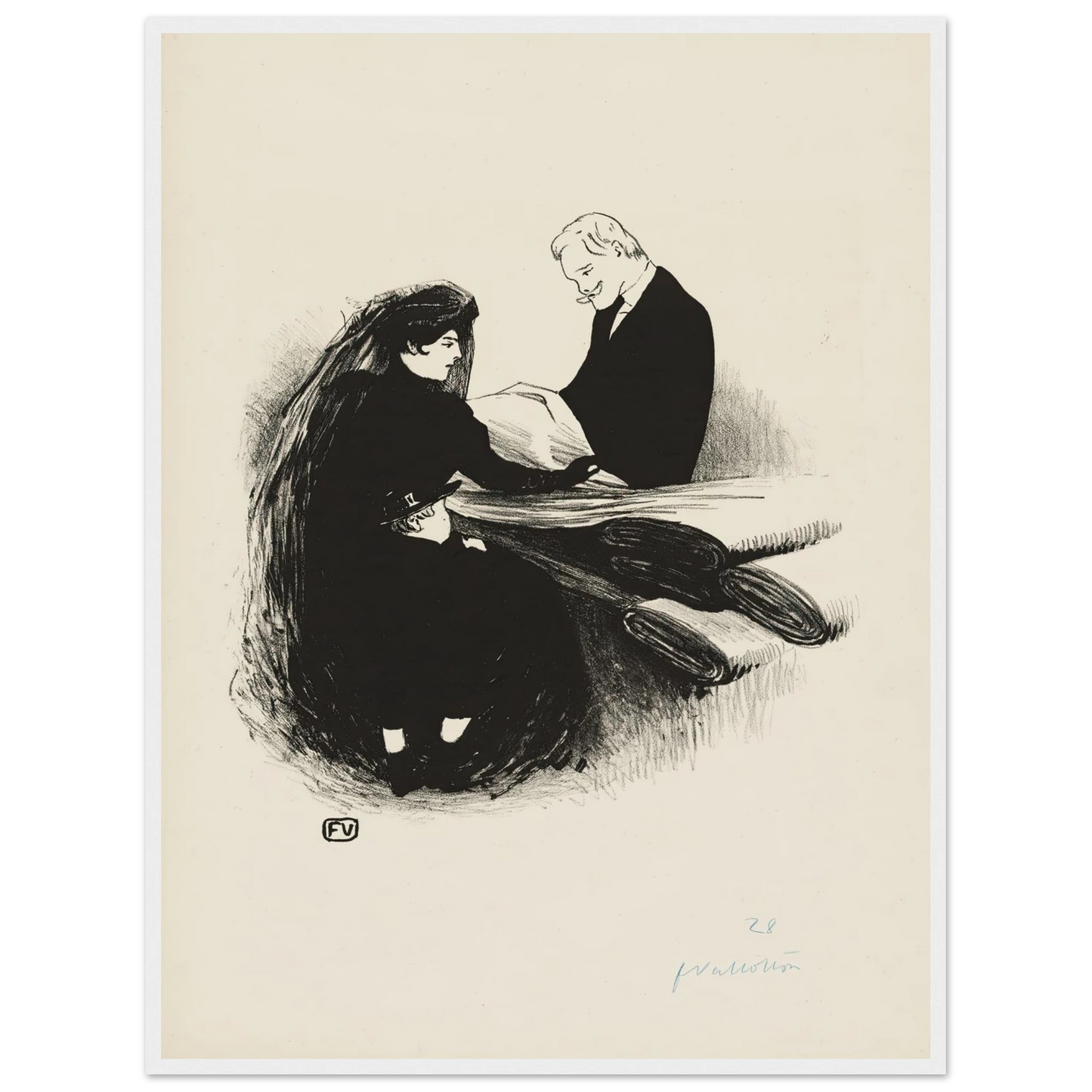 The Latest Fashion (1893) Art Print | Felix Vallotton - Framed Poster - 30x40 cm / 12x16″ - Black frame